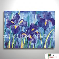 花卉F25 純手繪 油畫 橫幅 籃紫 冷色系 藝術品 裝飾 畫飾 無框畫 民宿 餐廳 裝潢 室內設計