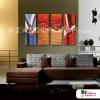 4拼抽象A15 純手繪 油畫 直幅*4 紅褐 暖色系 流彩 裝飾 無框畫 民宿 餐廳 裝潢 室內設計