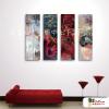 4拼抽象A34 純手繪 油畫 直幅*4 紅灰 中性色系 流彩 裝飾 無框畫 民宿 餐廳 裝潢 室內設計