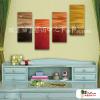 4拼抽象B05 純手繪 油畫 直幅*4 紅褐 暖色系 形象 裝飾 無框畫 民宿 餐廳 裝潢 室內設計