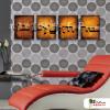 4拼抽象D05 純手繪 油畫 直幅*4 橙褐 暖色系 形象 裝飾 無框畫 民宿 餐廳 裝潢 室內設計