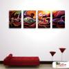 4拼抽象E07 純手繪 油畫 直幅*4 紅橙 暖色系 流彩 裝飾 無框畫 民宿 餐廳 裝潢 室內設計