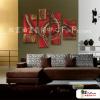 4拼抽象F08 純手繪 油畫 直幅*4 紅咖 暖色系 肌理 造型 無框畫 民宿 餐廳 裝潢 室內設計