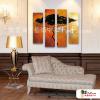 4拼抽象F23 純手繪 油畫 直幅*4 橙褐 暖色系 形象 造型 無框畫 民宿 餐廳 裝潢 室內設計