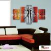 5拼抽象A05 純手繪 油畫 直幅*5 紅橙 暖色系 形象 造型 無框畫 民宿 餐廳 裝潢 室內設計