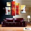 5拼抽象B11 純手繪 油畫 直幅*4/方形*1 紅橙 暖色系 形象 無框畫 造型 餐廳 裝潢 室內設計