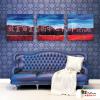 3拼風景A13 純手繪 油畫 方形*3 藍紅 中性色系 掛畫 裝飾 無框畫 民宿 餐廳 裝潢 室內設計