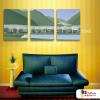 3拼風景B21 純手繪 油畫 直幅*3 藍綠 冷色系 掛畫 裝飾 無框畫 民宿 餐廳 裝潢 室內設計