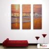 3拼風景H3 純手繪 油畫 直幅*3 黃橙 暖色系 掛畫 裝飾 無框畫 民宿 餐廳 裝潢 室內設計