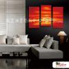 3拼風景H5 純手繪 油畫 直幅*3 紅橙 暖色系 掛畫 造型 無框畫 民宿 餐廳 裝潢 室內設計