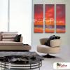 3拼風景H8 純手繪 油畫 直幅*3 紅橙 暖色系 掛畫 裝飾 無框畫 民宿 餐廳 裝潢 室內設計