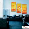 3拼風景H15 純手繪 油畫 直幅*3 黃橙 暖色系 掛畫 造型 無框畫 民宿 餐廳 裝潢 室內設計