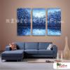3拼風景H48 純手繪 油畫 直幅*3 藍色 冷色系 掛畫 裝飾 無框畫 民宿 餐廳 裝潢 室內設計