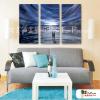 3拼風景H54 純手繪 油畫 直幅*3 藍色 冷色系 掛畫 裝飾 無框畫 民宿 餐廳 裝潢 室內設計