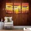3拼風景K24 純手繪 油畫 直幅*3 黃橙 暖色系 掛畫 裝飾 無框畫 民宿 餐廳 裝潢 室內設計