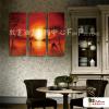 3拼風景K02 純手繪 油畫 直幅*3 紅橙 暖色系 掛畫 裝飾 無框畫 民宿 餐廳 裝潢 室內設計