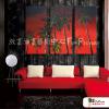 3拼風景S10 純手繪 油畫 直幅*3 紅底 暖色系 掛畫 裝飾 無框畫 民宿 餐廳 裝潢 室內設計