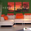 3拼風景S28 純手繪 油畫 直幅*3 紅橙 暖色系 掛畫 裝飾 無框畫 民宿 餐廳 裝潢 室內設計