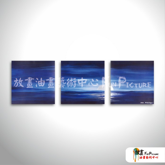 3拼風景大海3 純手繪 油畫 方形*3 藍色 冷色系 掛畫 裝飾 無框畫 民宿 餐廳 裝潢 室內設計