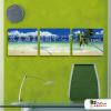 3拼風景大海4 純手繪 油畫 方形*3 藍綠 冷色系 掛畫 裝飾 無框畫 民宿 餐廳 裝潢 實拍影片