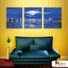 3拼風景大海H60 純手繪 油畫 直幅*3 藍色 冷色系 掛畫 裝飾 無框畫 民宿 餐廳 裝潢 室內設計
