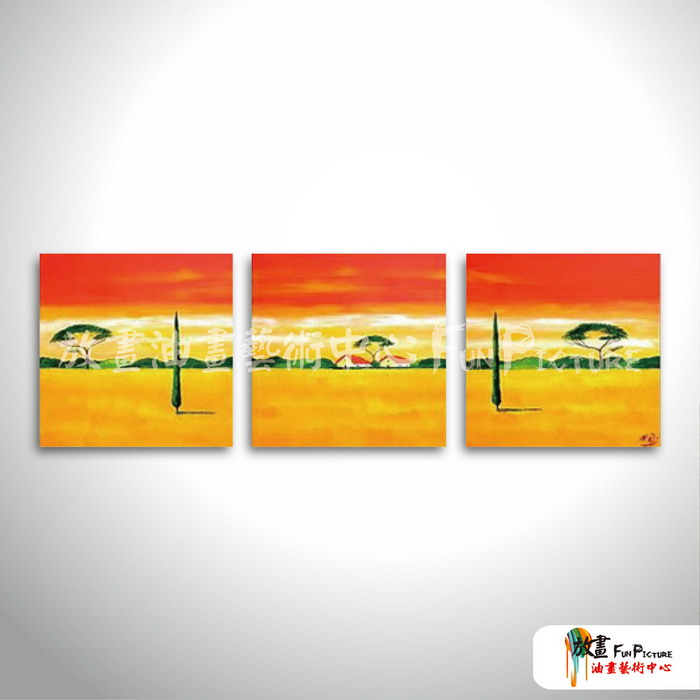 3拼風景田園1 純手繪 油畫 方形*3 黃紅 暖色系 掛畫 裝飾 無框畫 民宿 餐廳 裝潢 室內設計