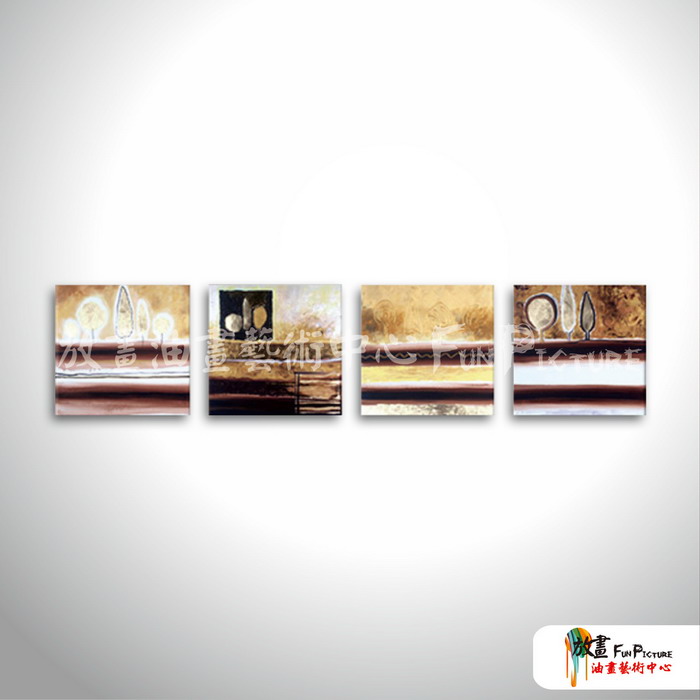 4拼抽象10 純手繪 油畫 方形*4 褐咖 中性色系 形象 裝飾 無框畫 民宿 餐廳 裝潢 室內設計