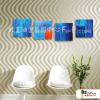 4拼抽象13 純手繪 油畫 方形*4 藍色 冷色系 流彩 裝飾 無框畫 民宿 餐廳 裝潢 室內設計