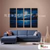 4拼風景大海B30 純手繪 油畫 直幅*4 藍色 冷色系 寫實 掛畫 無框畫 餐廳 裝潢 室內設計
