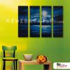 4拼風景大海B30 純手繪 油畫 直幅*4 藍色 冷色系 寫實 掛畫 無框畫 餐廳 裝潢 室內設計