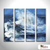 4拼風景大海B34 純手繪 油畫 直幅*4 藍色 冷色系 寫實 掛畫 無框畫 餐廳 裝潢 室內設計