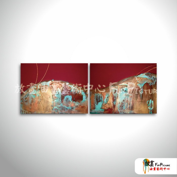 2拼抽象A10 純手繪 油畫 橫幅*2 紅褐 暖色系 肌理 畫飾 無框畫 民宿 餐廳 裝潢 室內設計
