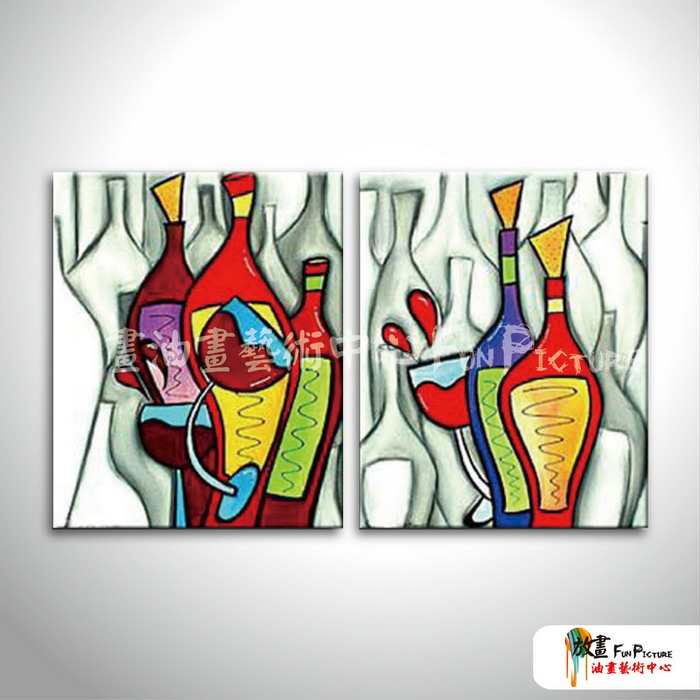 2拼抽象A19 純手繪 油畫 直幅*2 紅灰 中性色系 形象 畫飾 無框畫 民宿 餐廳 裝潢 室內設計