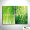 2拼抽象B06 純手繪 油畫 直幅*2 綠色 冷色系 幾何 畫飾 無框畫 民宿 餐廳 裝潢 室內設計