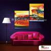 2拼抽象B31 純手繪 油畫 直幅*2 紅橙 暖色系 流彩 畫飾 無框畫 民宿 餐廳 裝潢 室內設計
