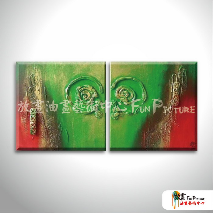 2拼抽象14 純手繪 油畫 方形*2 紅綠 中性色系 裝飾 畫飾 無框畫 民宿 餐廳 裝潢 室內設計