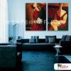 2拼人物A04 純手繪 油畫 直幅*2 紅褐 暖色系 掛畫 裝飾 無框畫 民宿 餐廳 裝潢 室內設計