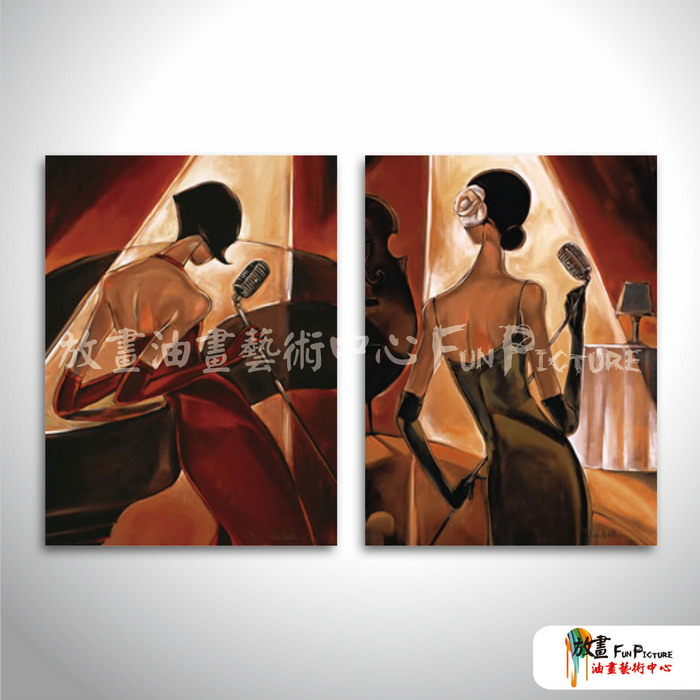 2拼人物A07 純手繪 油畫 直幅*2 紅咖 暖色系 掛畫 裝飾 無框畫 民宿 餐廳 裝潢 室內設計