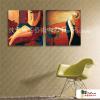 2拼人物F60 純手繪 油畫 方形*2 紅褐 暖色系 掛畫 裝飾 無框畫 民宿 餐廳 裝潢 室內設計