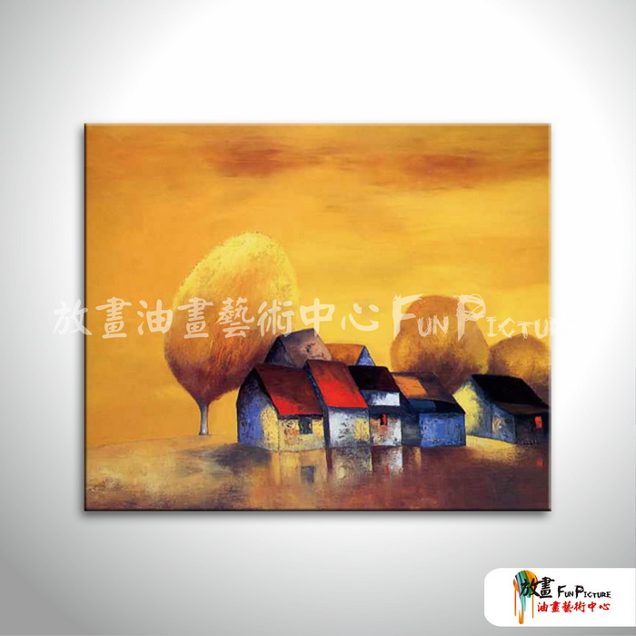 越南景55 純手繪 油畫 橫幅 黃褐 暖色系 藝術品 裝飾 無框畫 裝潢 室內設計 客廳掛畫