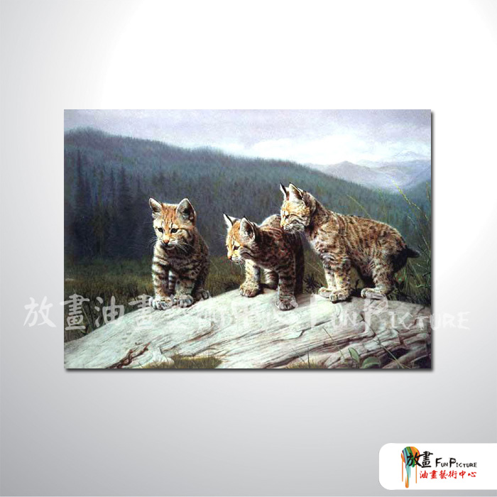 小豹02 純手繪 油畫 橫幅 褐灰 中性色系 動物 大自然 藝術畫 掛畫 民宿 餐廳 室內設計