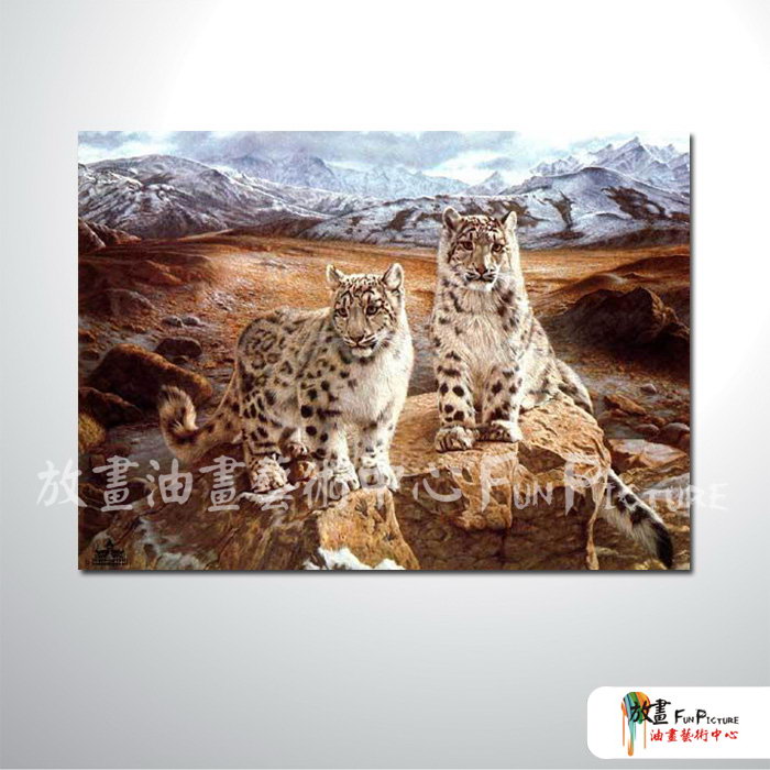 豹子03 純手繪 油畫 橫幅 褐咖 中性色系 動物 大自然 藝術畫 掛畫 民宿 餐廳 室內設計