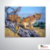 小豹05 純手繪 油畫 橫幅 褐灰 中性色系 動物 大自然 藝術畫 掛畫 民宿 餐廳 室內設計
