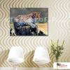 小豹07 純手繪 油畫 橫幅 褐綠 中性色系 動物 大自然 藝術畫 掛畫 民宿 餐廳 室內設計