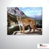 豹子08 純手繪 油畫 橫幅 褐灰 中性色系 動物 大自然 藝術畫 掛畫 民宿 餐廳 室內設計