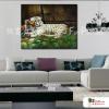 白虎A02 純手繪 油畫橫幅 褐綠 中性色系 動物 大自然 藝術畫 掛畫 民宿 餐廳 室內設計
