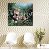 小豹12 純手繪 油畫 橫幅 褐綠 中性色系 動物 大自然 藝術畫 掛畫 民宿 餐廳 室內設計