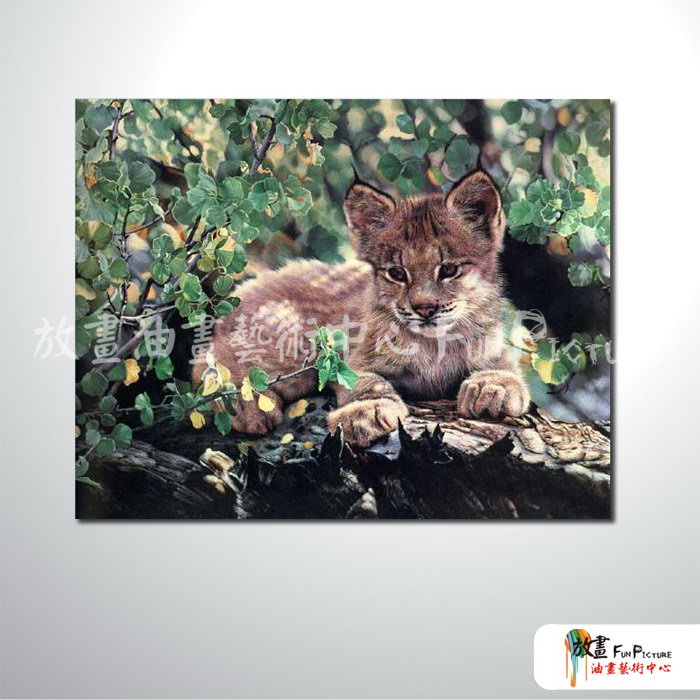 小豹15 純手繪 油畫 橫幅 褐綠 中性色系 動物 大自然 藝術畫 掛畫 民宿 餐廳 室內設計
