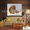 老虎A05 純手繪 油畫 橫幅 褐白 中性色系 動物 大自然 藝術畫 掛畫 民宿 餐廳 室內設計