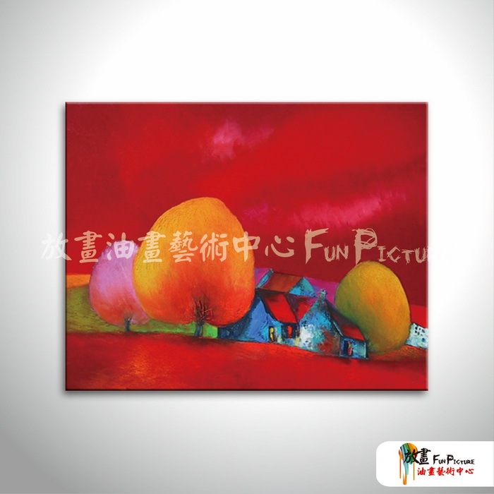 越南景58 純手繪 油畫 橫幅 紅色 暖色系 藝術品 裝飾 無框畫 裝潢 室內設計 客廳掛畫